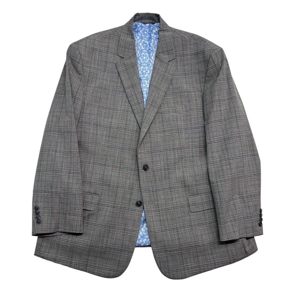 Oak Hill 2XLT 54L Gray Plaid Blazer Jacket Sport Suit Coat All Season Stretch